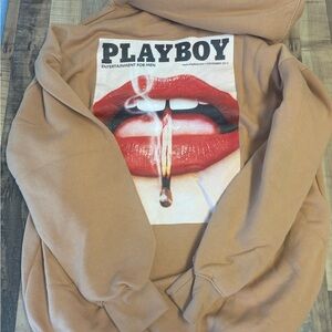 Edikted Tan Hoodie with Lip Graphic